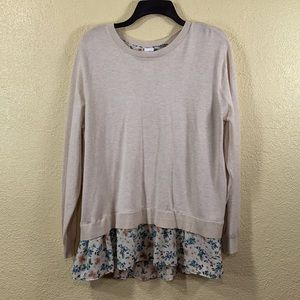 Time and Tru Sweater Blouse  XL 16/18 Cream/Tan Green